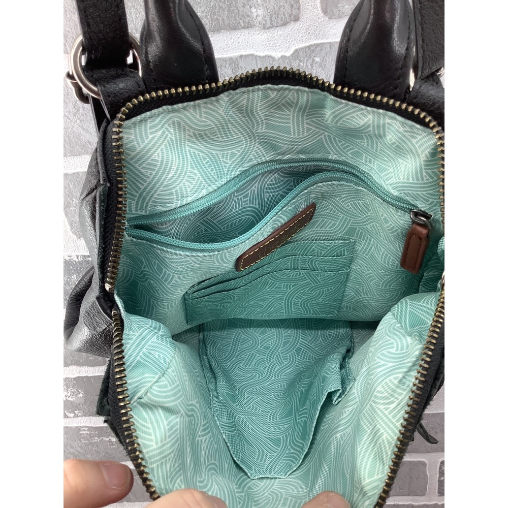 The Sak Black Pebbled Leather Convertible Backpack Crossbody Bag Studded Trim - Picture 7 of 8